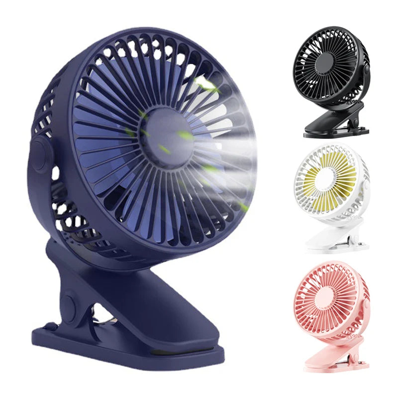 Portable USB Mini Clip Fan – Rechargeable, Ultra-Quiet & Compact