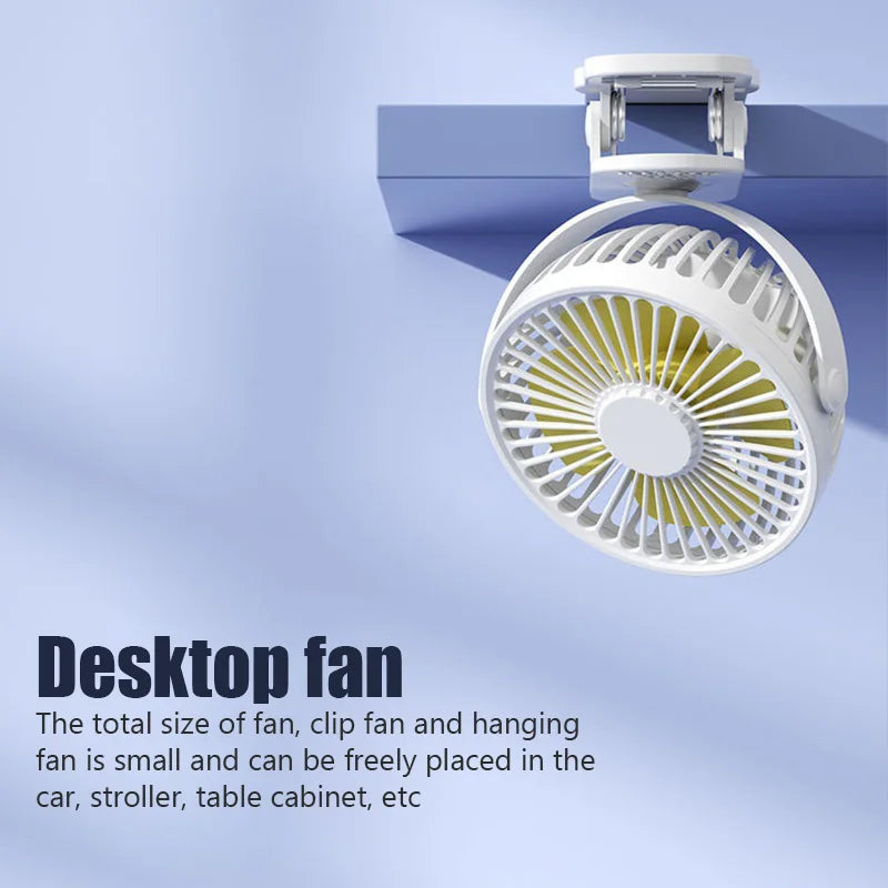 Portable USB Mini Clip Fan – Rechargeable, Ultra-Quiet & Compact