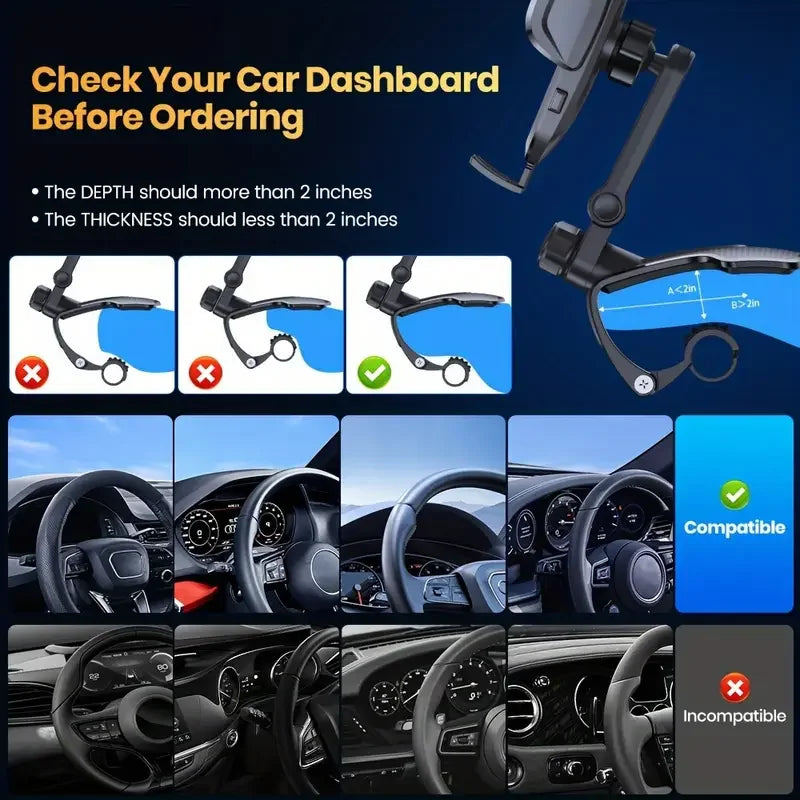 Universal Car Mount Phone Holder – 360° Rotation Dashboard & Windshield Stand