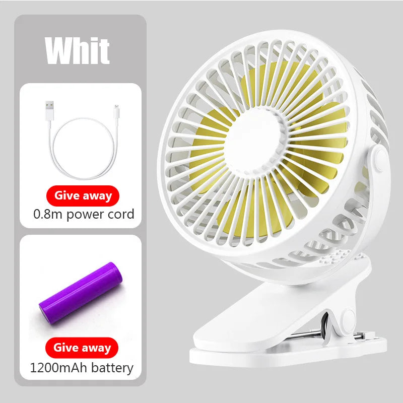 Portable USB Mini Clip Fan – Rechargeable, Ultra-Quiet & Compact