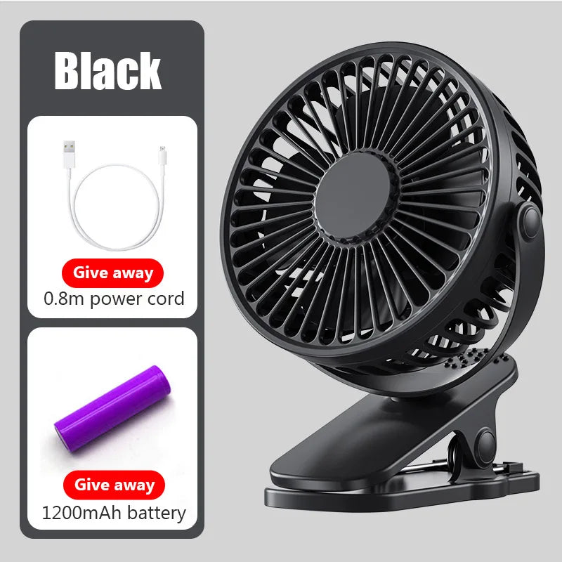 Portable USB Mini Clip Fan – Rechargeable, Ultra-Quiet & Compact